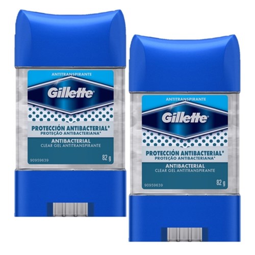 Kit Desodorante Gillette Antitranspirante Clear Gel Antibacterial 82G com 2 Unidades