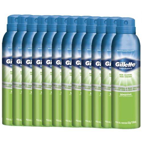 Kit Desodorante Gillette Antitranspirante Sensitive 150ml com 12 Un