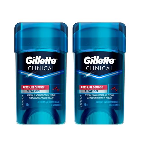 Kit Desodorante Gillette Clinical Gel Pressure Defense 45g com 2