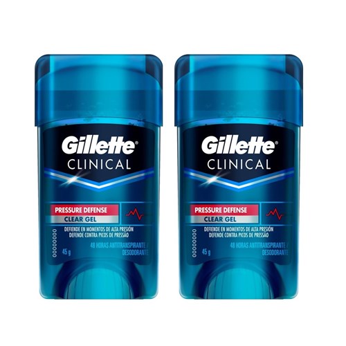 Kit Desodorante Gillette Clinical Gel Pressure Defense 45G com 2