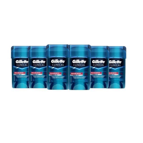 Kit Desodorante Gillette Clinical Gel Pressure Defense 45g com 6 Unidades