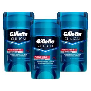 Kit Desodorante Gillette Clinical Gel Pressure Defense 45g com 3 Unidades