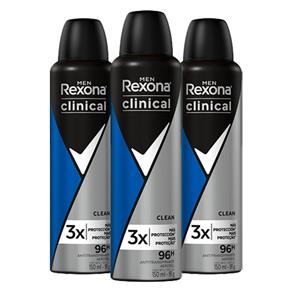 Kit Rexona Desodorante Masculino Clinical Aerosol 150ml 3 Unidades