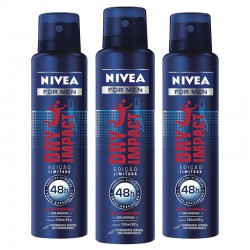 Kit Desodorante Nivea Aerosol Dry Impact Masculino 3 Unidades 150ml