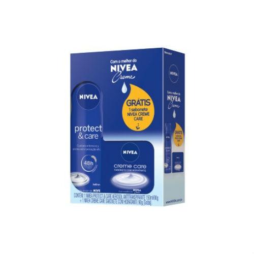 Kit Desodorante Nivea Aerosol Protect Care + Sabonete Nivea Creme Care
