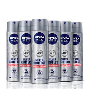Kit Desodorante Nivea Aerosol Silver Protect Masculino 93g 6 Unidades