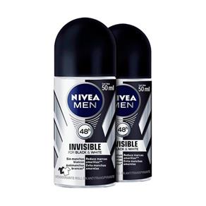 Kit Desodorante Nivea For Men Invisible Black e White Power Roll On - 2 X 50ml