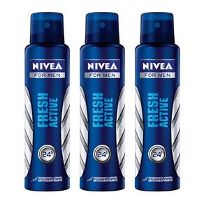 Kit Desodorante Nivea Fresh Active Masculino - 3 Unidades - 150ml