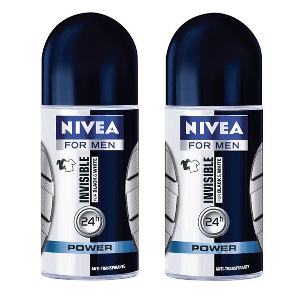Kit Desodorante Nivea Roll On Black White Masculino 50g 2 Unidades
