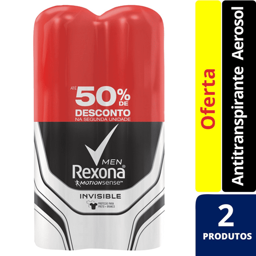 Kit Desodorante Rexona Aero C/2 Masculino Invisible (50% de Desconto na 2° Uni.)