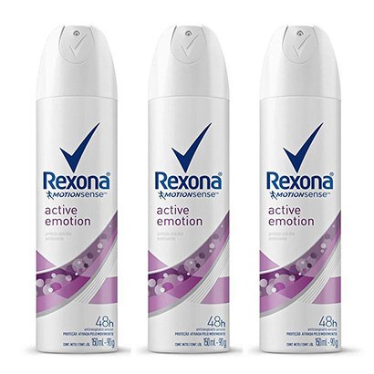 Kit Desodorante Rexona Aerosol Antitranspirante Active Emotion Feminino 150ml 3 Unidades