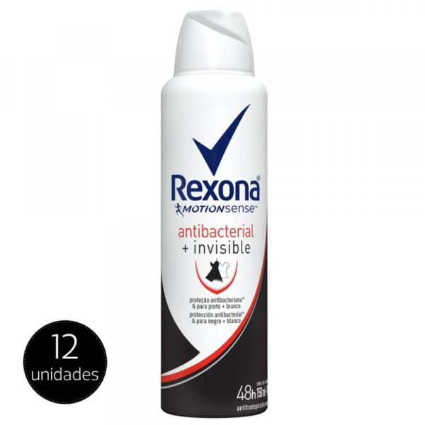 Kit Desodorante Rexona Aerosol Antitranspirante Antibacterial + Invisible Feminino 150ml 12 Unidades