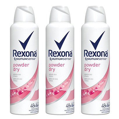 Kit Desodorante Rexona Aerosol Antitranspirante Powder Dry Feminino 150ml 3 Unidades