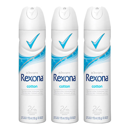 Kit Desodorante Rexona Aerosol Cotton Feminino 175ml 3 Unidades
