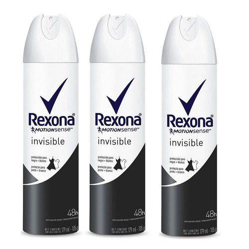 Kit Desodorante Rexona Aerosol Invisible 105g 3 Unidades