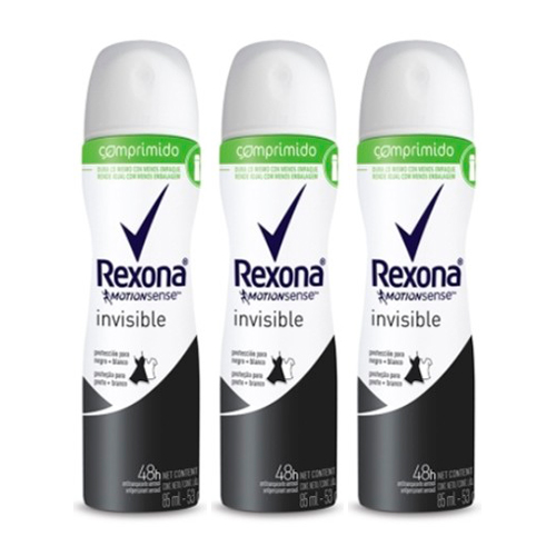 Kit Desodorante Rexona Aerosol Invisible 85ml 3 Unidades