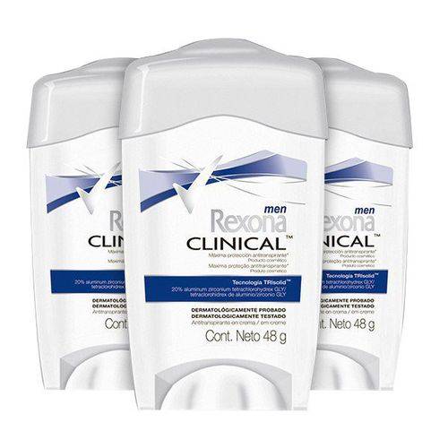 Kit Desodorante Rexona Clinical Men Stick 48g Leve 3 Pague 2