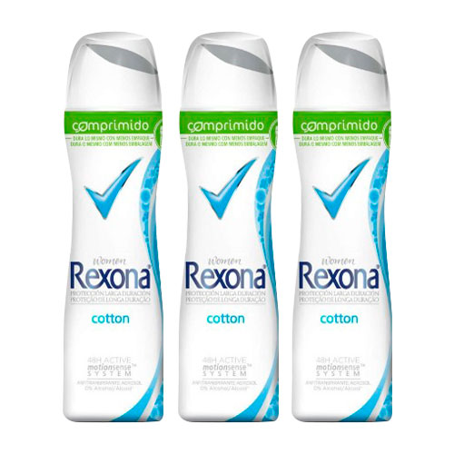 Kit Desodorante Rexona Comprimido Feminino Aerosol Cotton 54g 3 Unidades