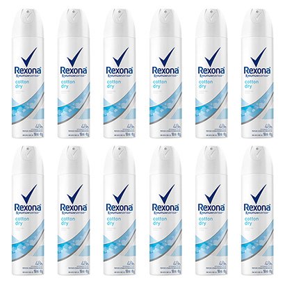 Kit Desodorante Rexona Cotton Dry 48 Horas Aerosol Feminino 150ml com 12 Unidades