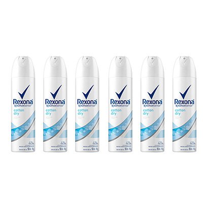 Kit Desodorante Rexona Cotton Dry 48 Horas Aerosol Feminino 150ml com 6 Unidades