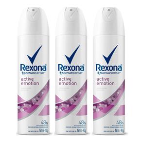 Kit Desodorante Rexona Feminino Active Emotion - 3 Unidades - 90ml