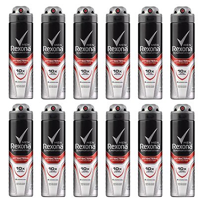 Kit Desodorante Rexona Men Aerosol Antibacterial + Invisible Masculino 150ml 12 Unidades
