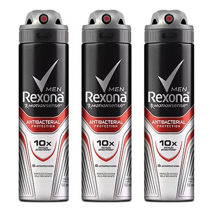 Kit Desodorante Rexona Men Aerosol Antibacterial + Invisible Masculino 150ml 3 Unidades