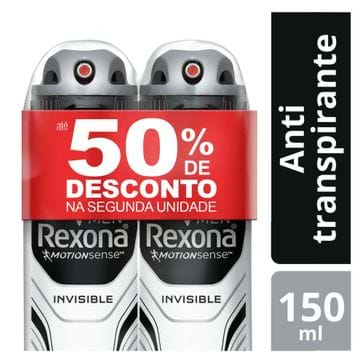 Kit Desodorante Rexona Men Aerosol Invisible 90g 2 Unidades com 50% de Desconto no Segundo