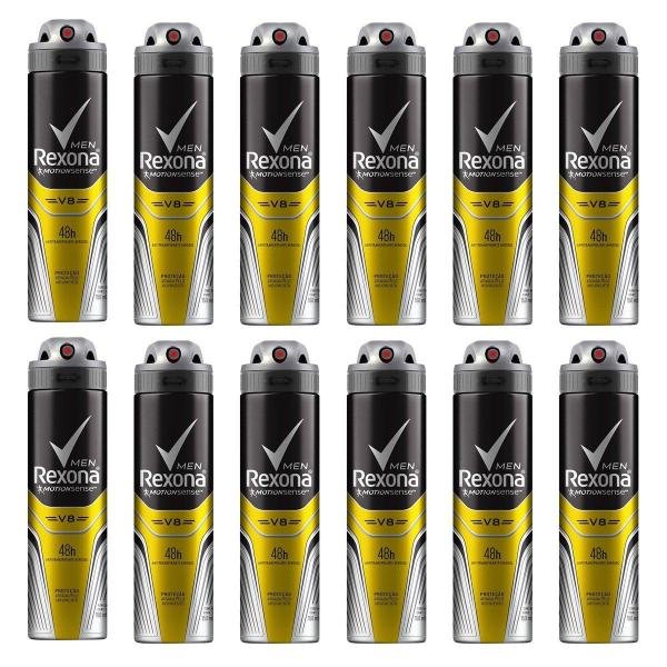 Kit Desodorante Rexona Men V8 48 Horas Aerosol Masculino 150ml com 12 Unidades