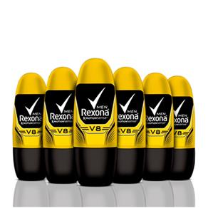Kit Desodorante Rexona Roll On V8 Masculino 50ml 6 Unidades - Kit