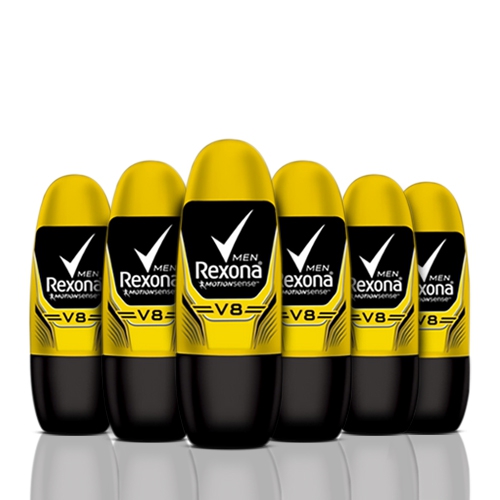 Kit Desodorante Rexona Roll On V8 Masculino 50ml 6 Unidades