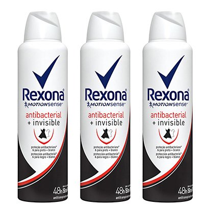 Kit Desodorante Rexona Women Aerosol Antibacterial + Invisible Feminino 150ml 3 Unidades