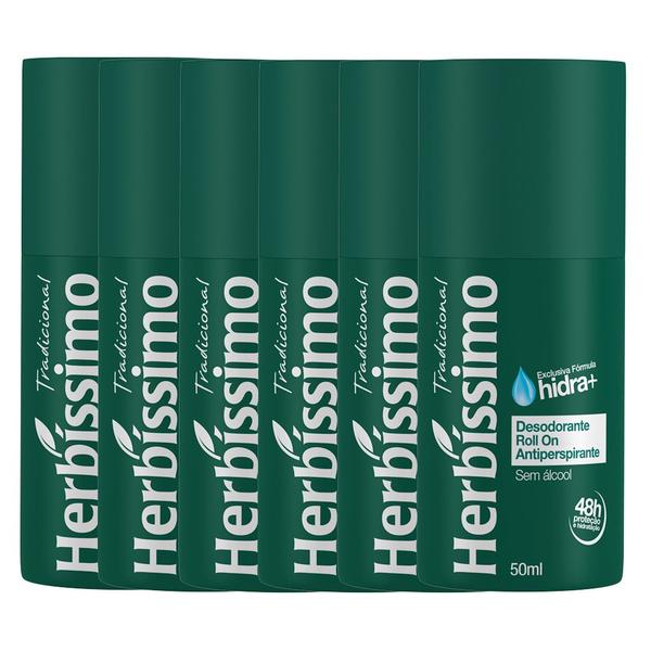 Kit Desodorante Roll-On Herbissimo Tradicional 50Ml com 6 Unidades - Herbíssimo