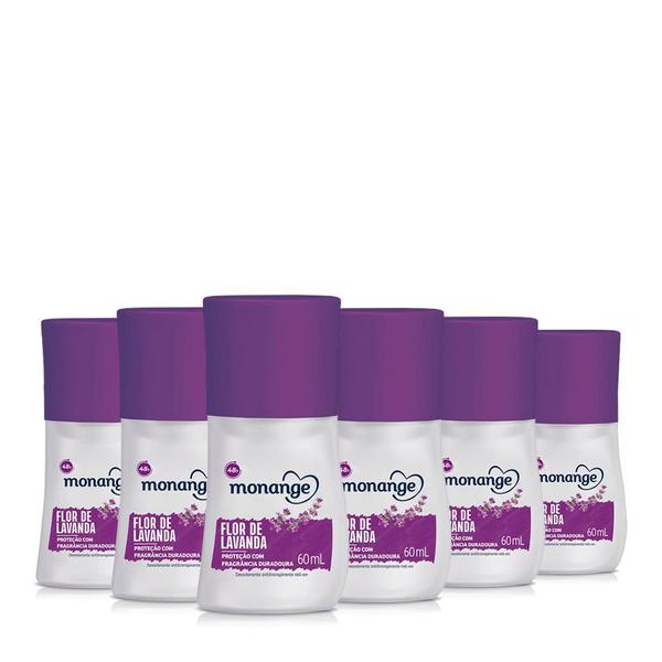 Kit Desodorante Roll-On Monange Flor de Lavanda 60ml C/ 6 Un