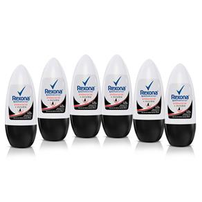 Kit Desodorante Roll On Rexona Antibacterial Invisible Feminino 50ml 6 Unidades - Kit