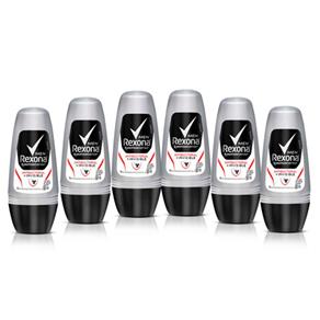 Kit Desodorante Roll On Rexona Antibacterial Invisible Masculino 50ml 6 Unidades