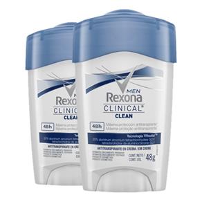Kit 2 Desodorante Creme Rexona Masculino Clinical 48g