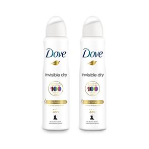 Kit 2 Desodorantes Aerossol Antitranspirante Dove Invisible Dry 150ml