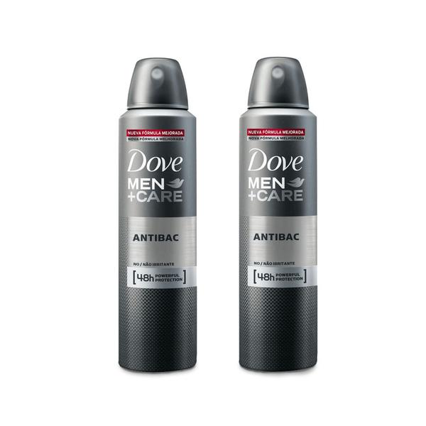 Kit 2 Desodorantes Aerossol Antitranspirante Dove Men Antibacteriano 150ml - 50% OFF 2UN