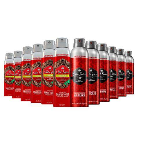 Kit Desodorantes Antitranspirante Old Spice 150mL com 6 Lenha + 6 Vip
