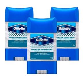 Kit 3 Desodorantes Gillette Antitranspirante Clear Gel Antibacterial 82G