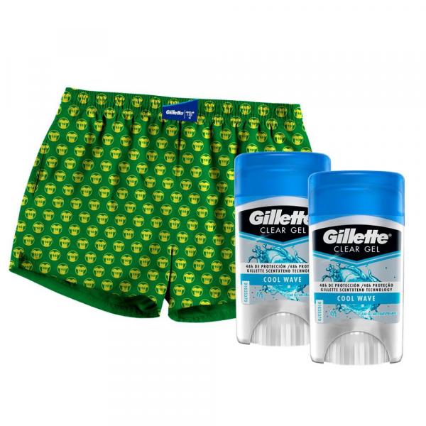 Kit 2 Desodorantes Gillette Antitranspirante Clear Gel Cool Wave 45g + Samba Canção Tamanho U