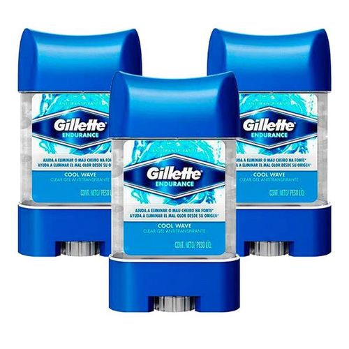 Kit 3 Desodorantes Gillette Antitranspirante Clear Gel Cool Wave 82g