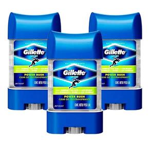 Kit 3 Desodorantes Gillette Antitranspirante Clear Gel Power Rush 82G