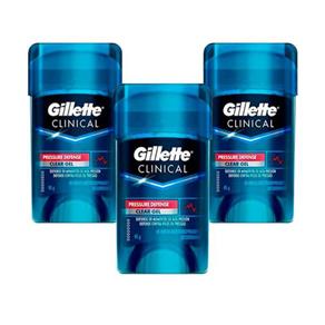 Kit 3 Desodorantes Gillette Clinical Gel Pressure Defense 45G