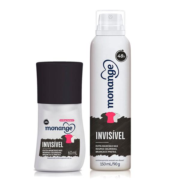 Kit Desodorantes Monange Invisível Aerossol 90g e Roll-on 60ml
