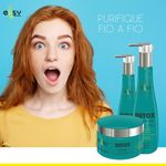 Kit Detox Ellsy Cosmetics 300 Ml Shampoo Condicionador e Mascara - Chá Verde, Hibisco, Extratos Naturais e Biotina