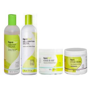 Kit Deva Curl Low Poo, One Condition - 355ml + Styling Cream, Heaven In Hair - 500g