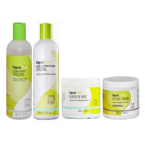 Kit Deva Curl Low Poo, One Condition - 355Ml + Styling Cream, Heaven In Hair - 500G