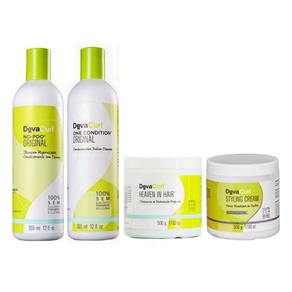Kit Deva Curl no Poo, One Condition - 355ml + Styling Cream, Heaven In Hair - 500g